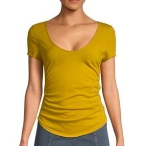 We The Free Salina Ruched Tee Women’s in a Mustard Yellow Color Size Medium